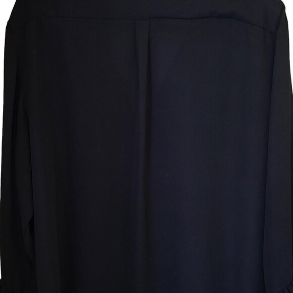 IMAN 1X Black Long Sleeve Top Bouse Shirt Blouson V Neck Bell Sleeves - Picture 4 of 8
